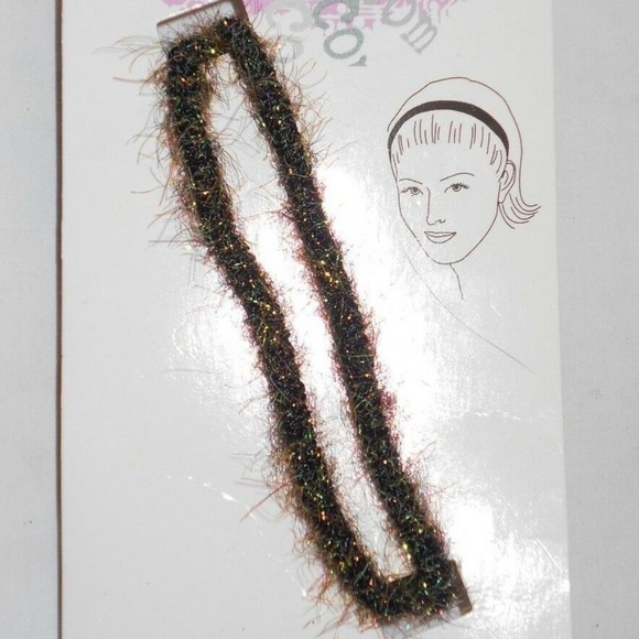 Vintage Rare  Furry Fuzzy Black Hair Headwrap Headband